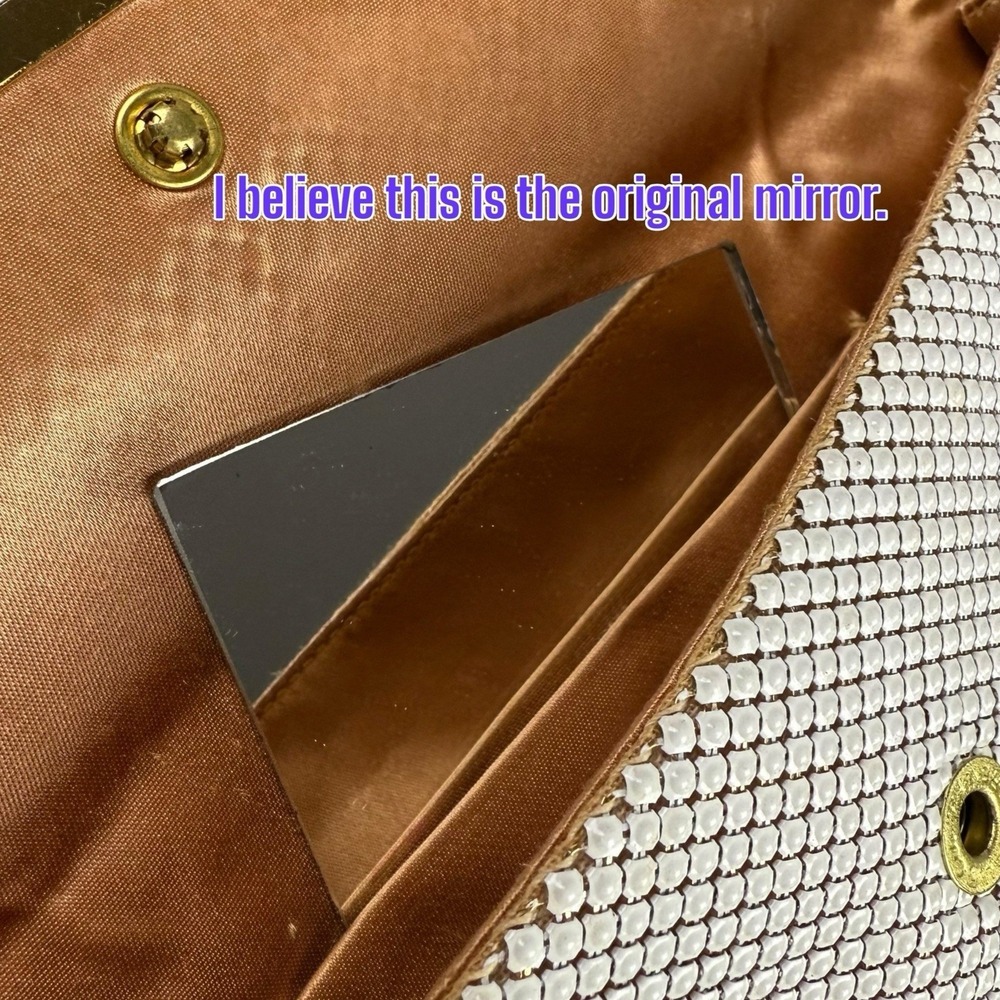 Vintage Whiting & Davis Mesh Clutch Made in USA w/‎ Mirror Gold Tone Trim *READ* - Picture 12 of 16